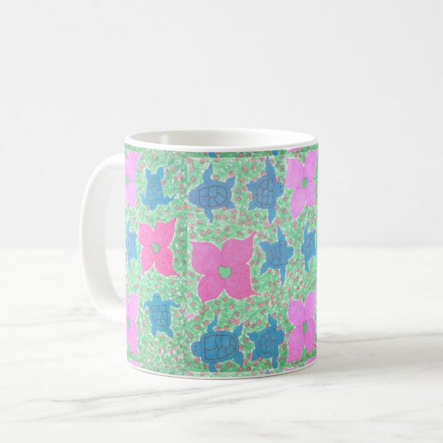 Pretty Sea Turtle Tropical Pattern Mug (Front Left)