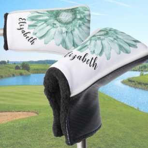 Pretty seafoam green daisy flower custom womens golf head cover