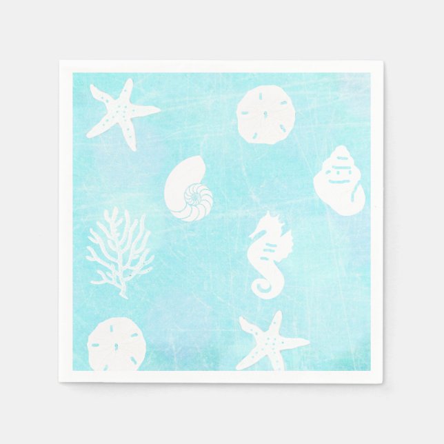 Pretty Seaside Beach Themed Seashell Napkin (Front)