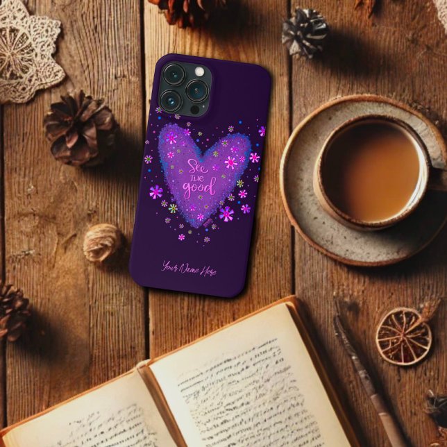 Pretty See the Good. Purple Floral Customised Case-Mate iPhone Case (Creator Uploaded)