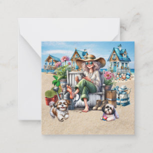 Pretty Senior Beach Lady  Card