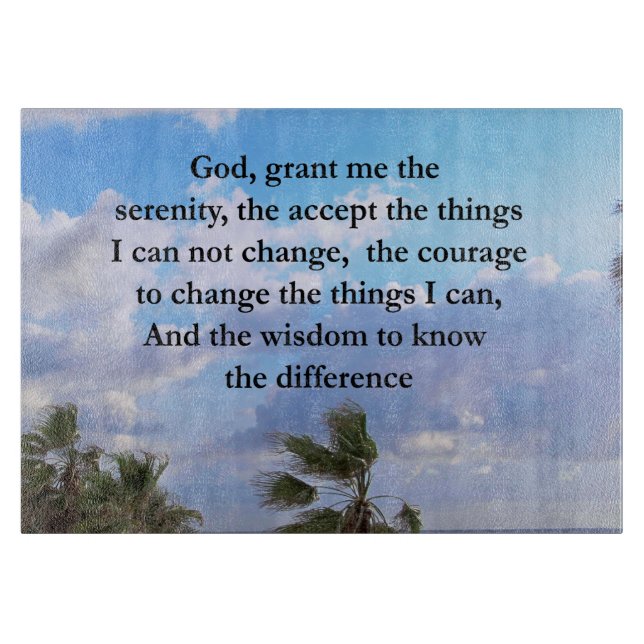 PRETTY SERENITY PRAYER PALM TREE PHOTO DESIGN CUTTING BOARD (Front)