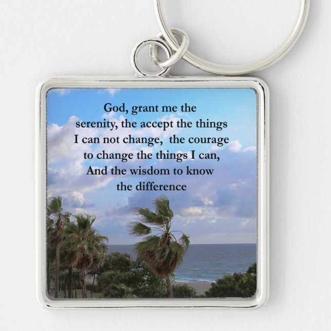 PRETTY SERENITY PRAYER PALM TREE PHOTO DESIGN KEY RING (Front)