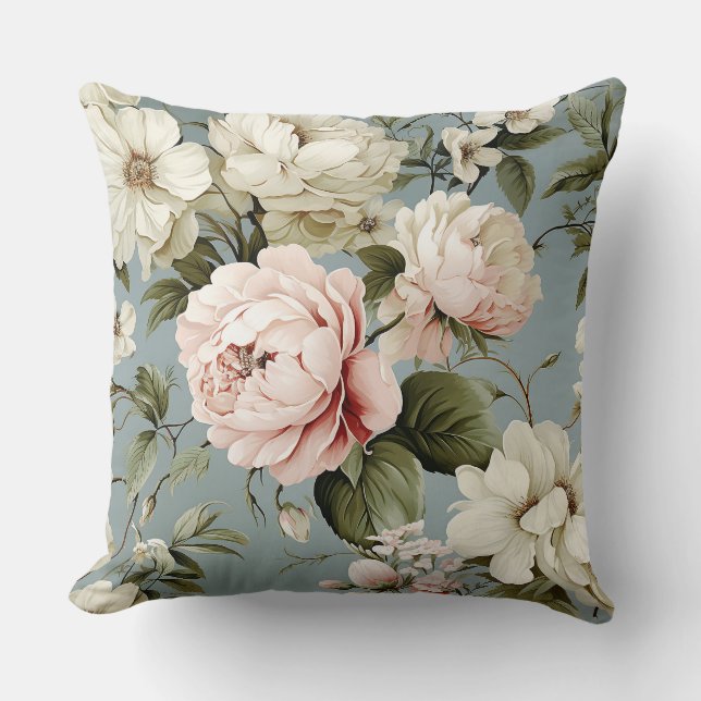 Pretty Shabby Chic Flower Floral Cushion (Front)