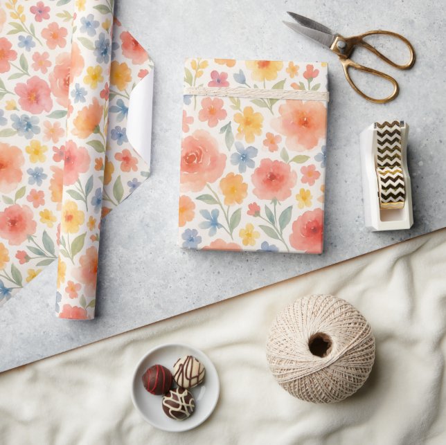 Pretty Shabby Chic French Floral Art Pattern Wrapping Paper (Crafts)