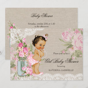 Pretty Shabby Chic Lace Floral Baby Shower Invitation