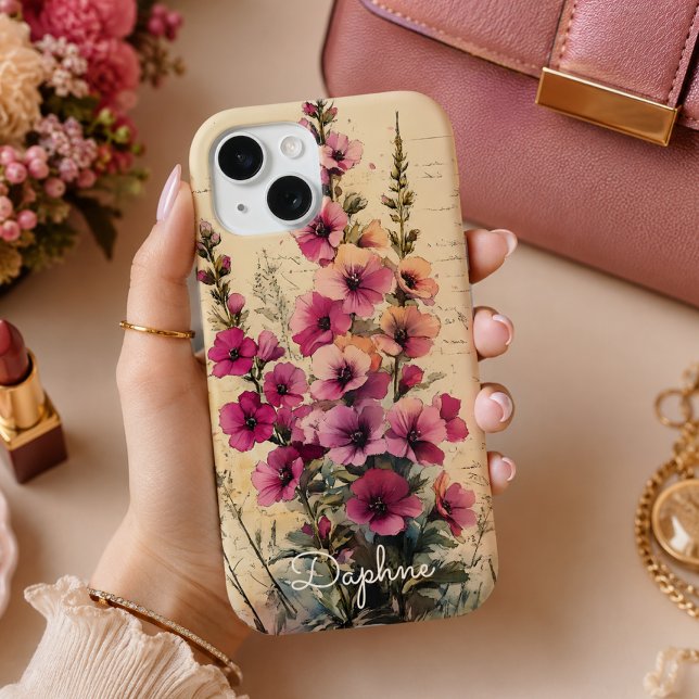 Pretty Shabby Chic Pink Wildflower Personalised Case-Mate iPhone Case (Creator Uploaded)