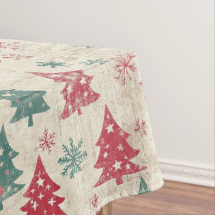 Pretty Shabby Chic Vintage Christmas Tree Tablecloth