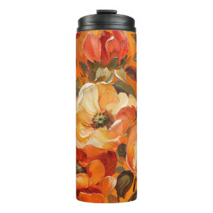 PRETTY SHADES OF ORANGE FALL POPPY FLOWERS THERMAL TUMBLER