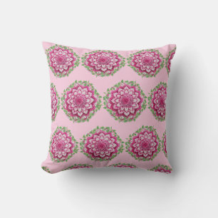 Pretty Shades of Pink with Green Ivory Mandala Cushion