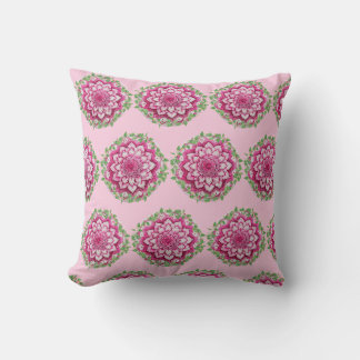 Pretty Shades of Pink with Green Ivory Mandala Cushion
