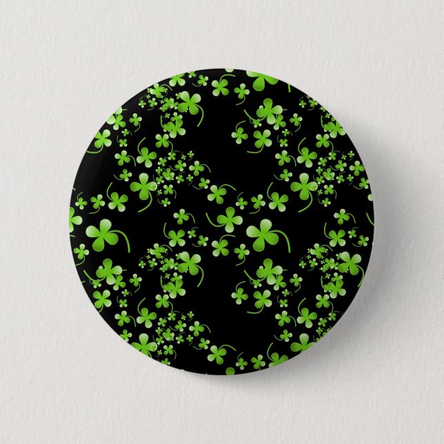 Pretty Shamrock pattern, green on black accessory 6 Cm Round Badge (Front)