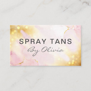 Pretty Shimmering Pink Gold Spray Tanning Service Business Card