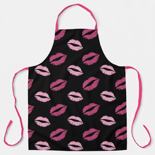Pretty Shiny Pink Kisses Apron (Front)