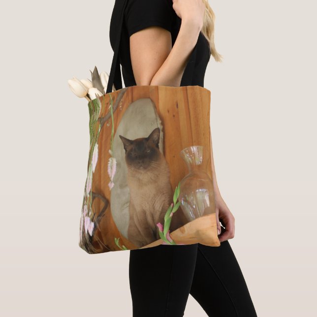 Pretty Siamese Cat Animal  Tote Bag (Close Up)