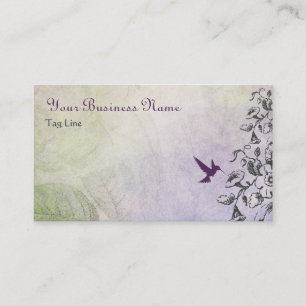 Pretty Silhouette Hummingbird and Flowers Business Card