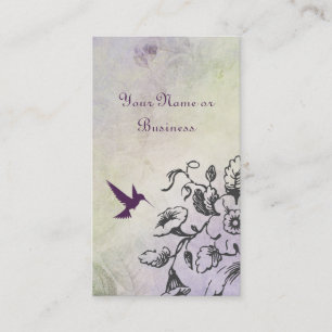 Pretty Silhouette Hummingbird and Flowers Business Card