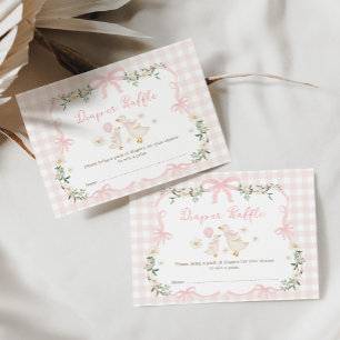 Pretty Silly Goose Coquette Bow Diaper Raffle Enclosure Card