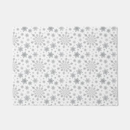 Pretty Silver Christmas Snowflakes on Winter White Doormat