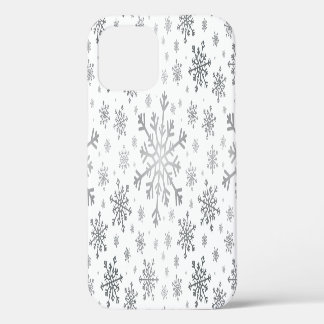 Pretty Silver Christmas Snowflakes on Winter White iPhone 12 Pro Case