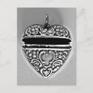 Pretty silver heart postcard