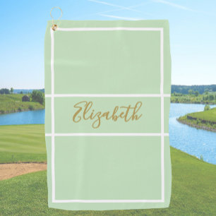 Pretty simple light green with custom name ladies  golf towel