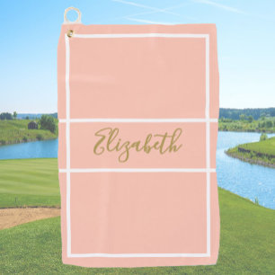 Pretty simple peach with custom name ladies golf towel