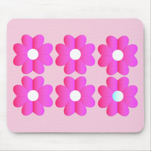 Pretty simple pink white flower graphics art mouse mat