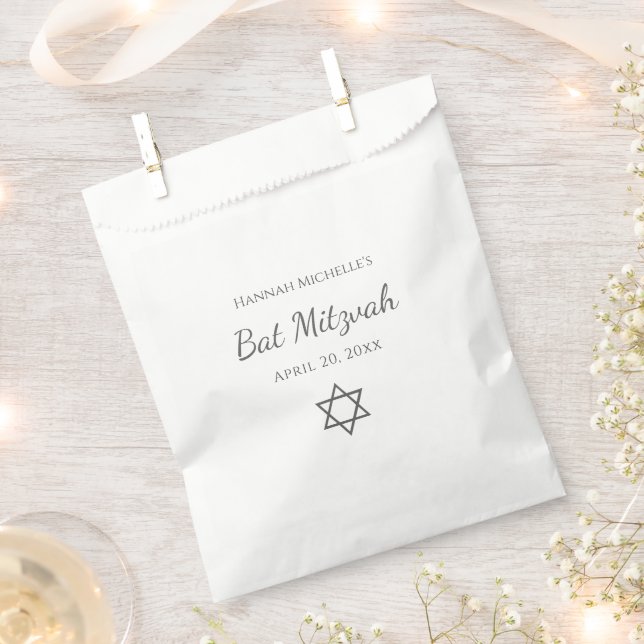 Pretty Simple Star of David Simple Bat Mitzvah Favour Bags (Clipped)