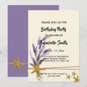 pretty Simple starfish Birthday Invitation