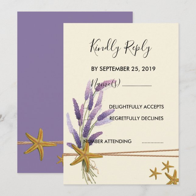 pretty Simple starfish RSVP Invitation (Front/Back)