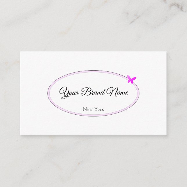 Pretty Simple White Chic Round Frame Custom Photo Business Card (Front)