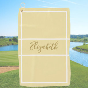Pretty simple yellow with custom name ladies  golf towel