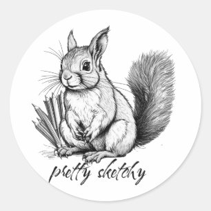 Pretty Sketchy Pun Squirrel Classic Round Sticker