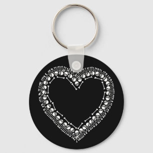 Pretty Skull Heart Key Ring