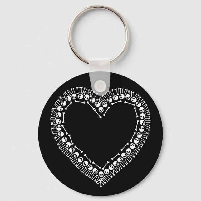 Pretty Skull Heart Key Ring (Front)