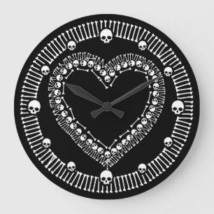 Pretty Skull Heart Large Clock
