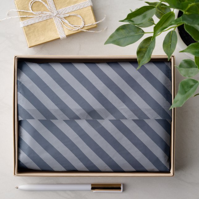 Pretty Slate Blue and Diagonal Stripes Tissue Paper (Gift)