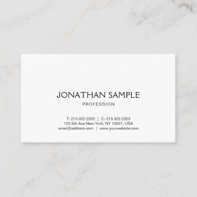 Pretty Sleek Design Modern Plain Luxury Chic Business Card (Front)