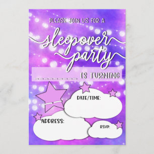 Pretty Sleepover Birthday Party Invitation