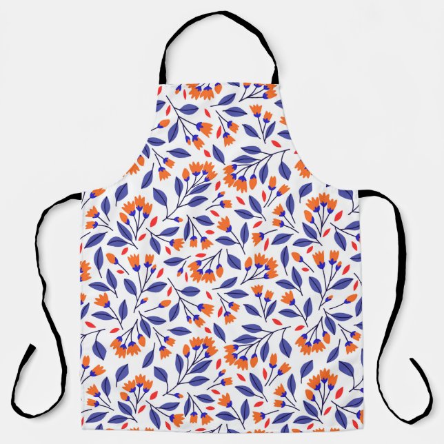 Pretty small orange flowers seamless pattern apron (Front)