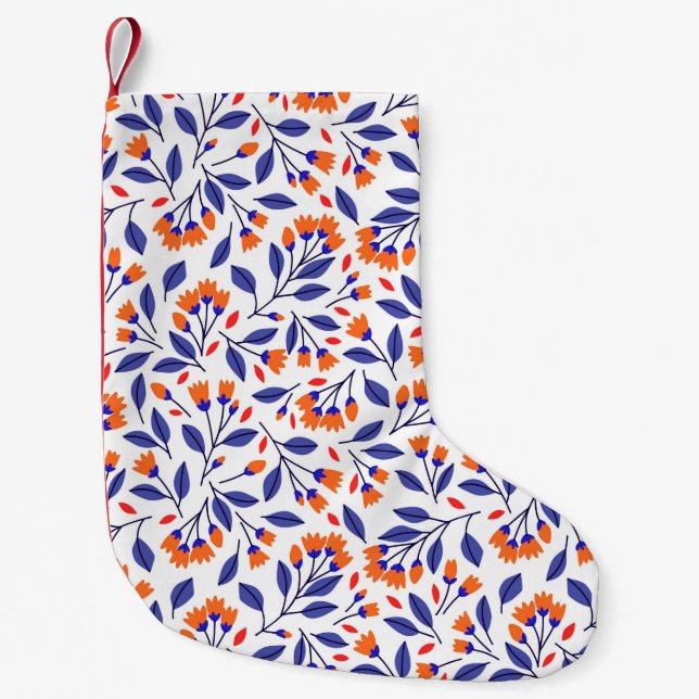 Pretty small orange flowers seamless pattern christmas stocking (Front)