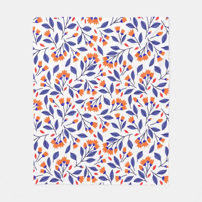Pretty small orange flowers seamless pattern fleece blanket (Front)