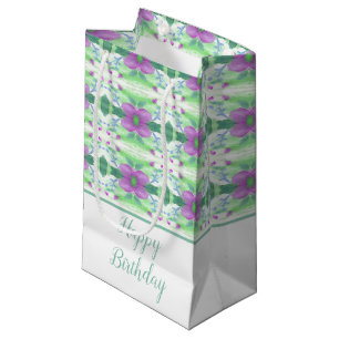 Pretty Small Purple Flower Patterned Gift Bag