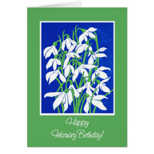 Pretty Snowdrops on Blue for a February Birthday