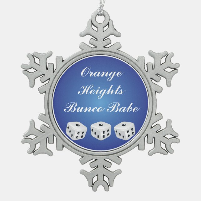 Pretty Snowflake Bunco Pewter Christmas Ornament (Front)