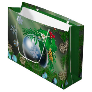 pretty snowflakes Christmas ornaments Large Gift Bag
