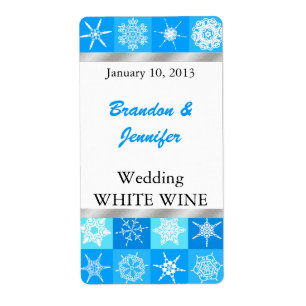 Pretty Snowflakes Wedding Mini Wine Labels