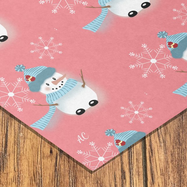 Pretty Snowman Snowflake Pattern Rose Tissue Paper (Creator Uploaded)