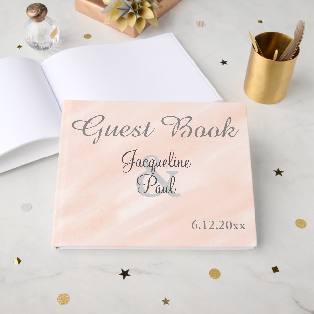 Pretty Soft Blush Wedding Guest Book (Front Open)
